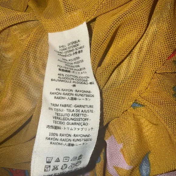 Free People Wildflower Honey Blouse Floral Mustard Boho Size Large - Picture 10 of 13